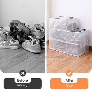 Photo - Transparent PVC Shoe Organier Box Large Capacity Installatio