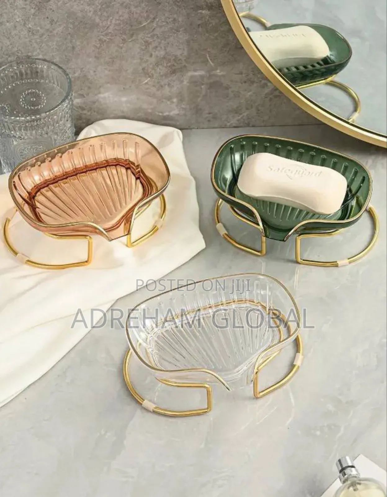Luxury Bathroom Soap Holder Gold Leaf Dish Soap Kitchen