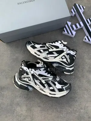 Premium Balenciaga Track Runner Mesh and Faux Leather Black