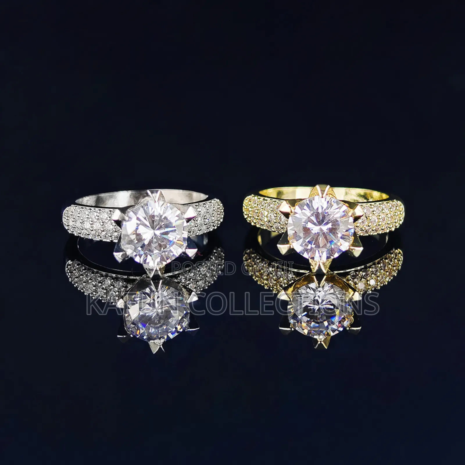 High Quality Zirconia Gold Engagement Ring