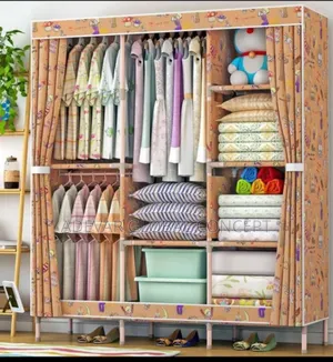 3 Sections Wooden Mobile Wardrobe