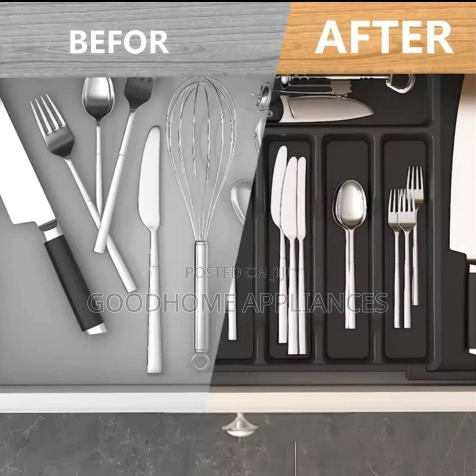 Storage Box, Adjustable Cutlery Rack,Plastic Drawer Storage