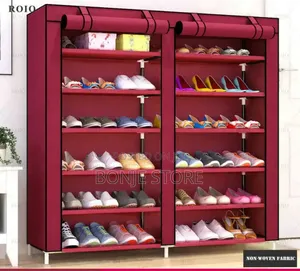Double Sided Shoe Rack With Dustproof Cover - 6 Tier