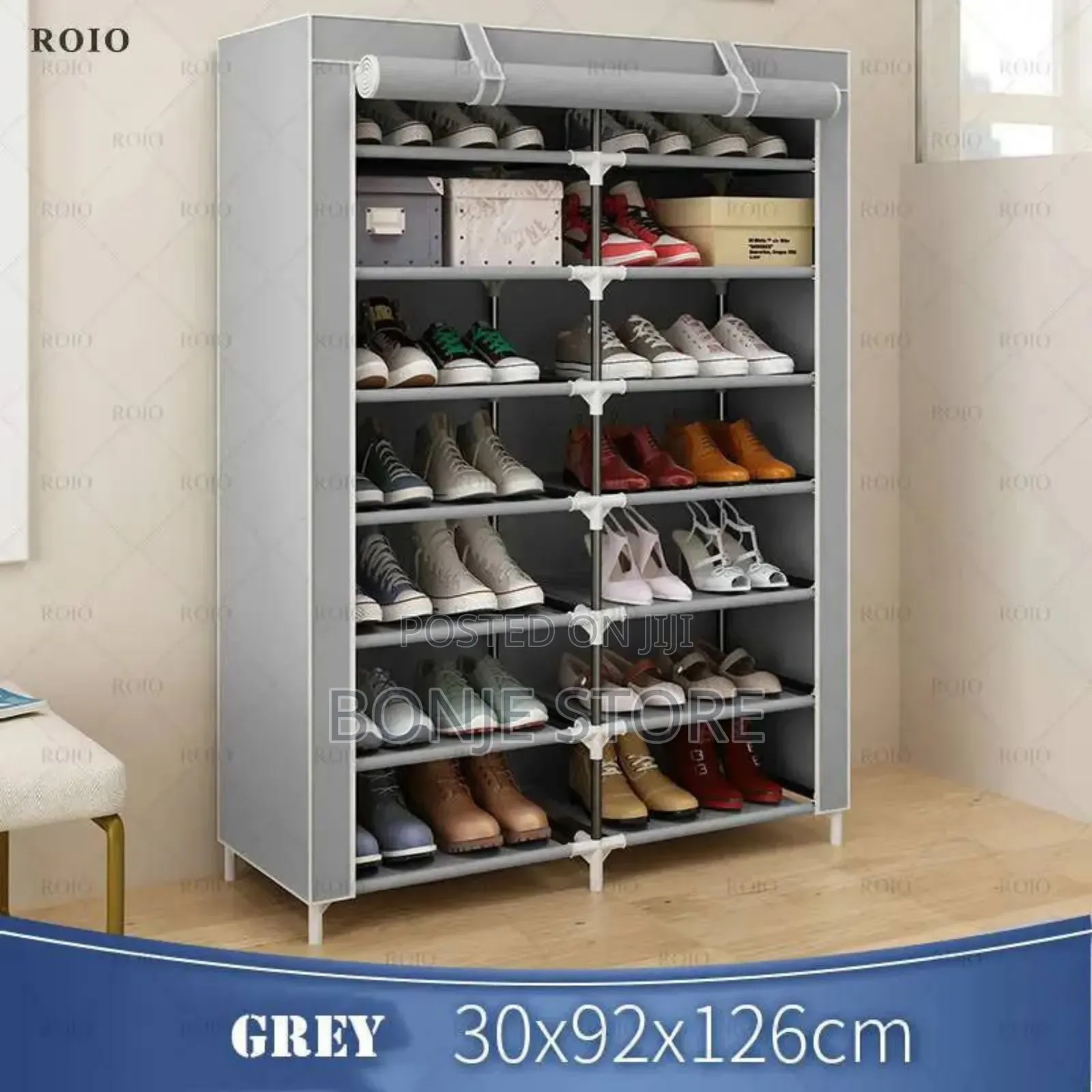 Double Sided Shoe Rack With Dustproof Cover - 6 Tier