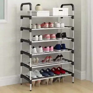 Stainless Shoe Rack + Steel Pipes (6 Layers)