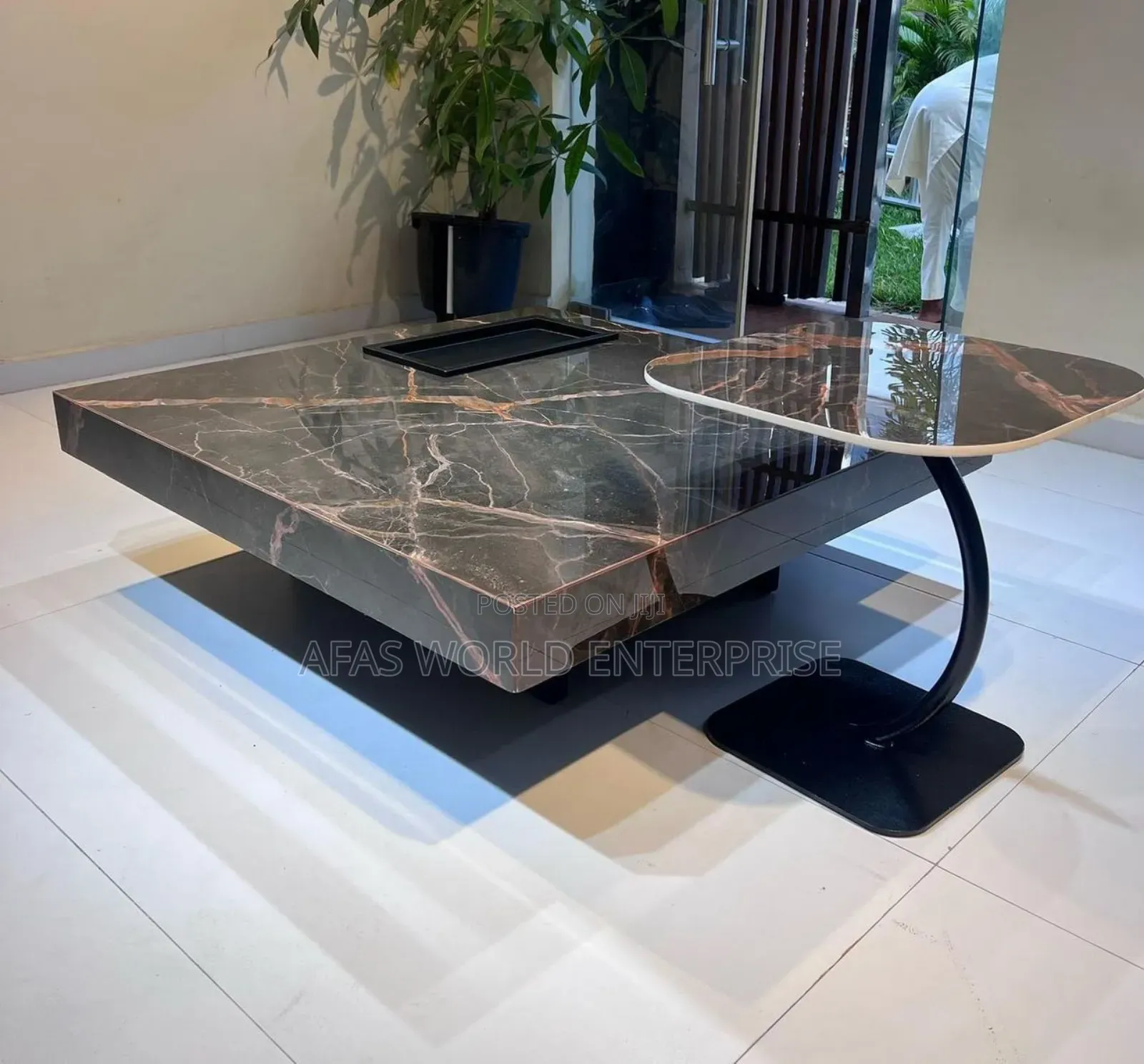 Marble Center Table With Side Stool for Home Use