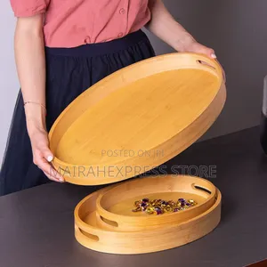3pcs Oval Wooden Tray