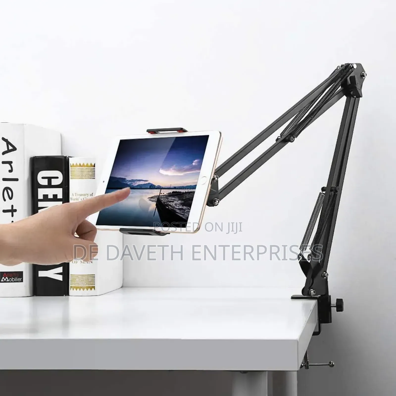 Table Clamp Tablet Holder With Extension Boom Spring
