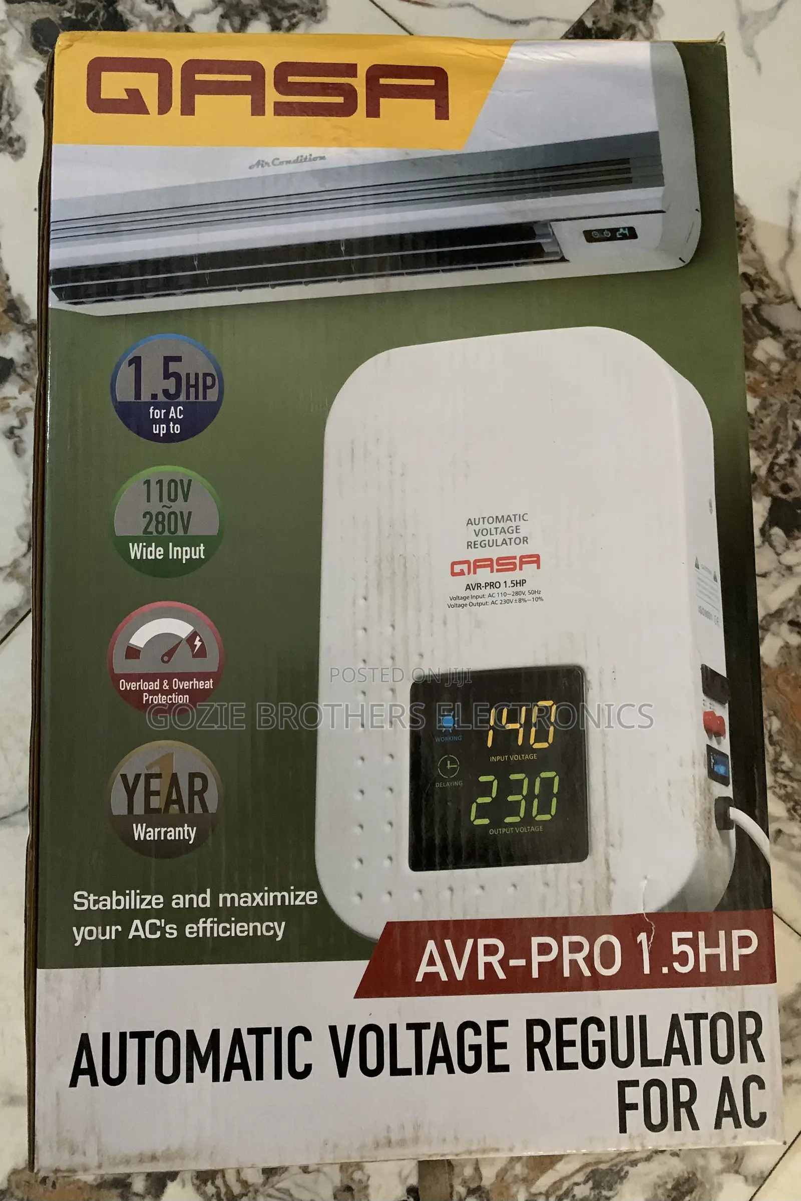 QASA 1.5hp Digital Wall Mounted Stabilizer (2000 Kva)
