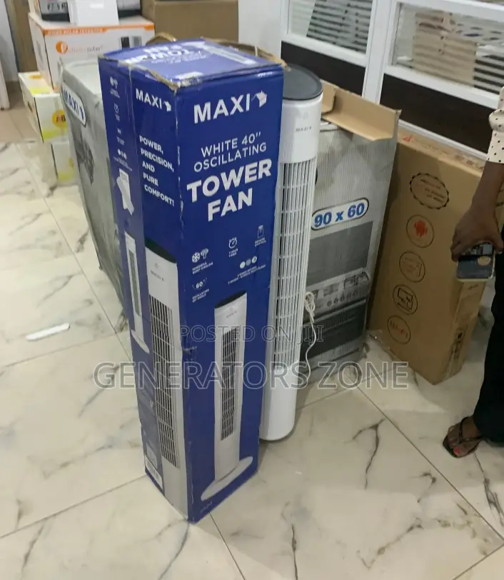 Maxi 40" Oscillating White Tower Fan