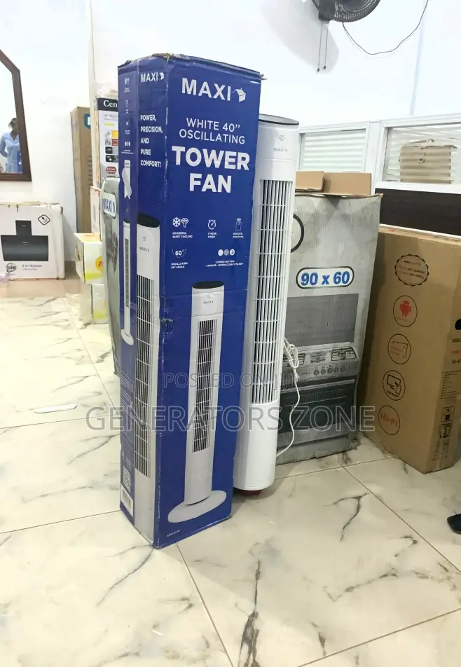 White Maxi Oscillating 40" Tower Fan