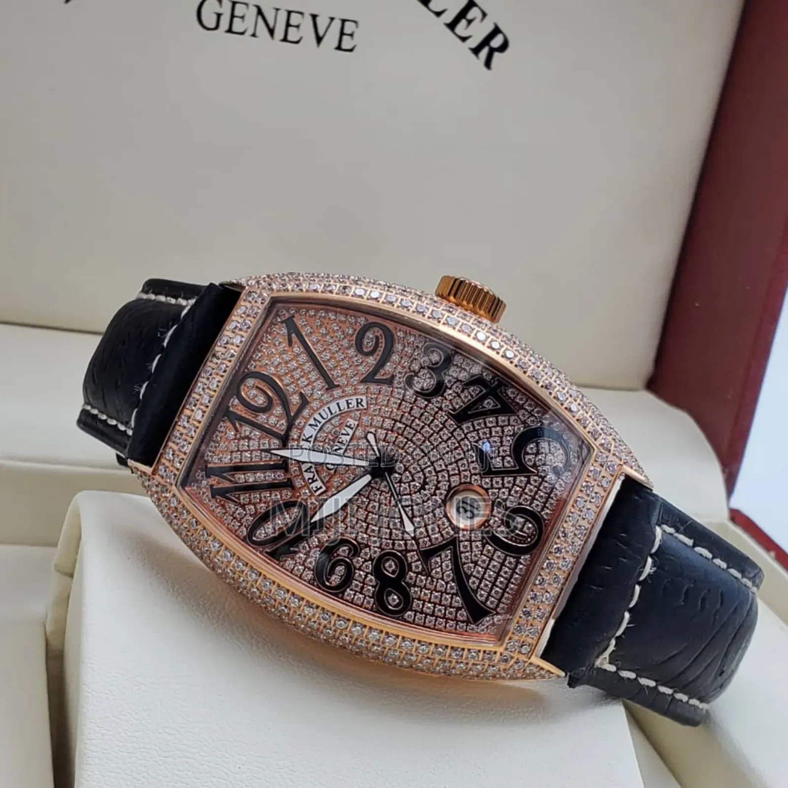 FRANCK Muller Geneve Bezel Dial Black Strap