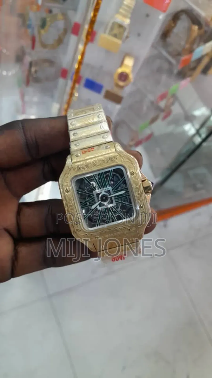 CALIGRAPH Gold Chain Black Dial