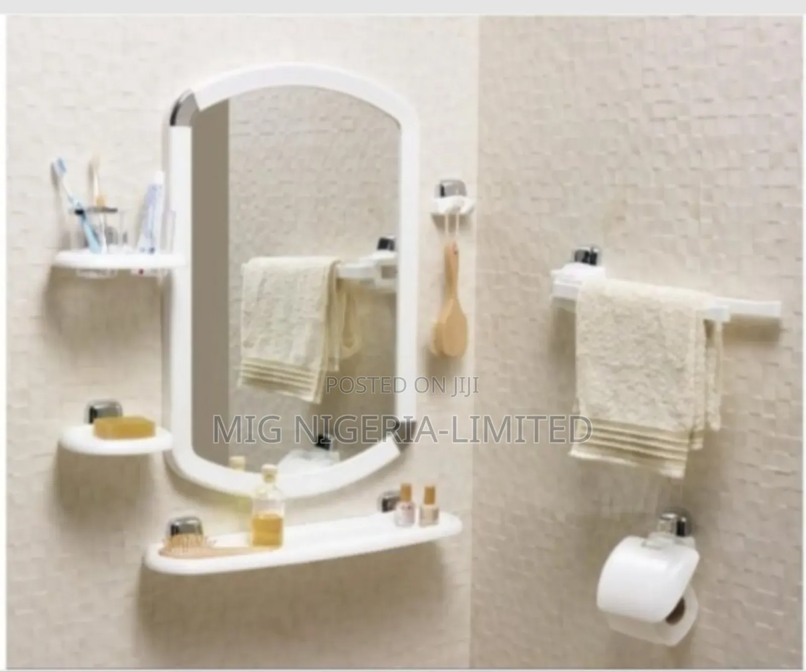 Premium White Bathroom Mirror Accessories Set