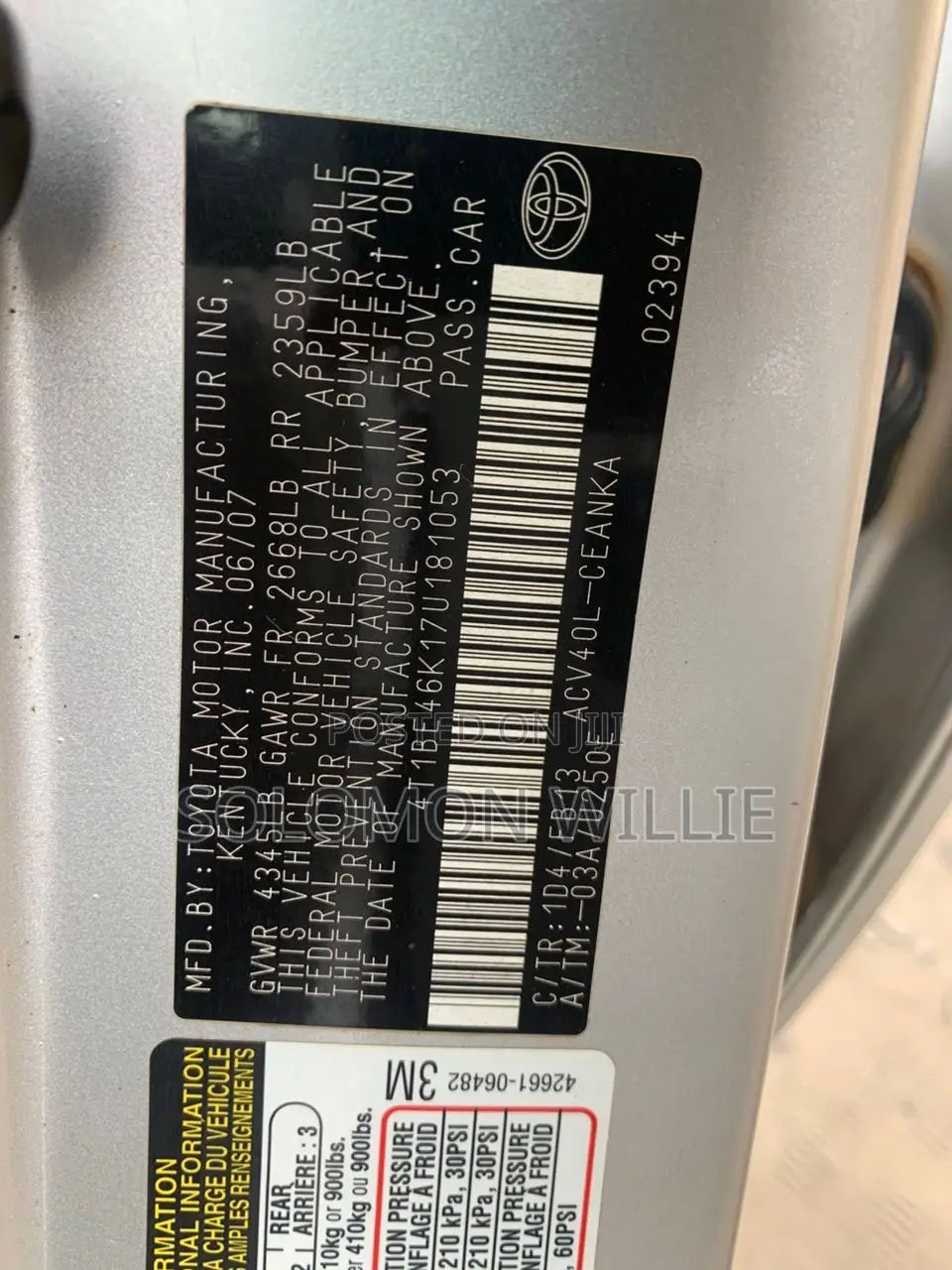 Toyota Camry 2008 Silver