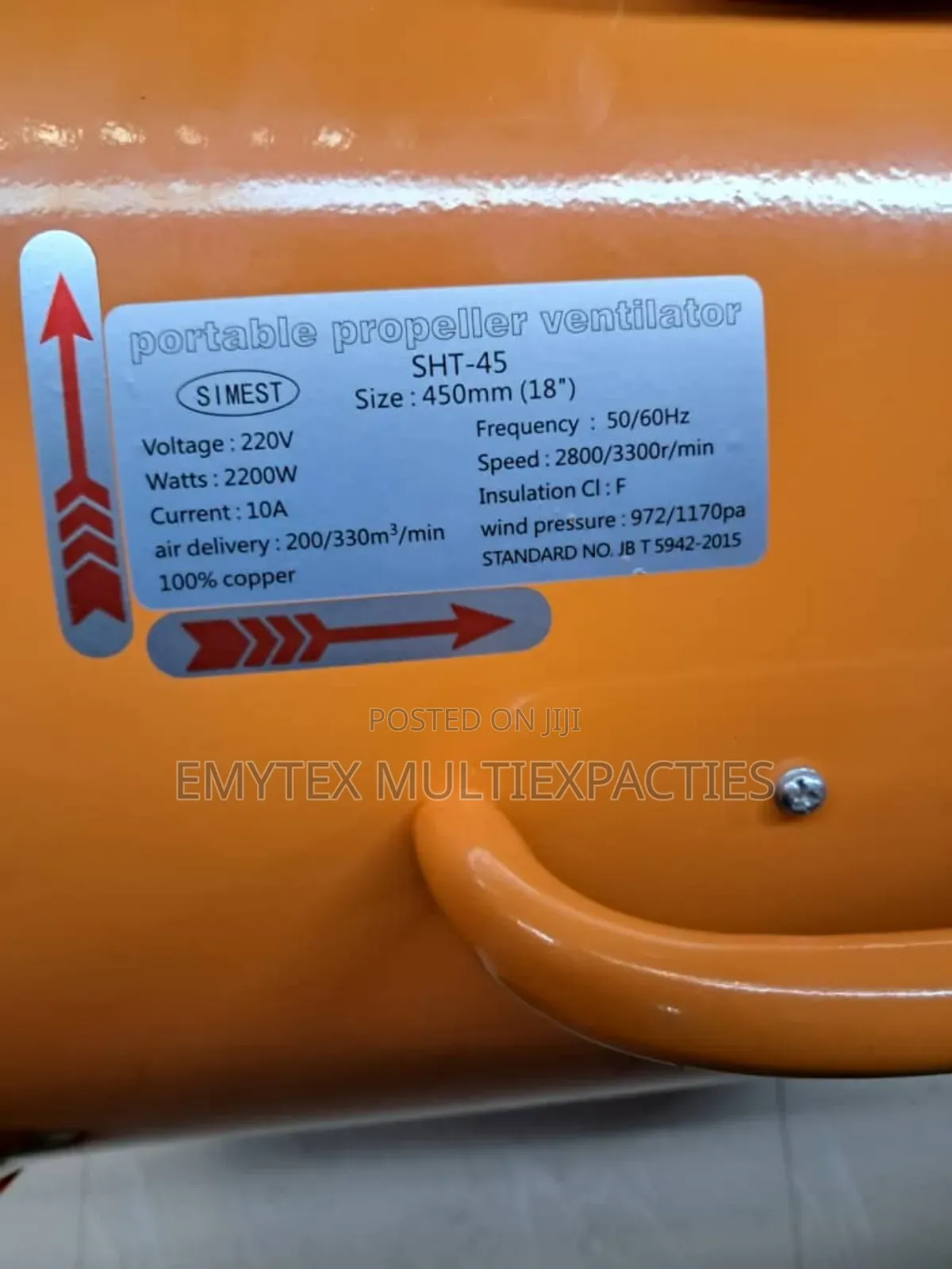 Portable Propeller Ventilator 450mm 18inches