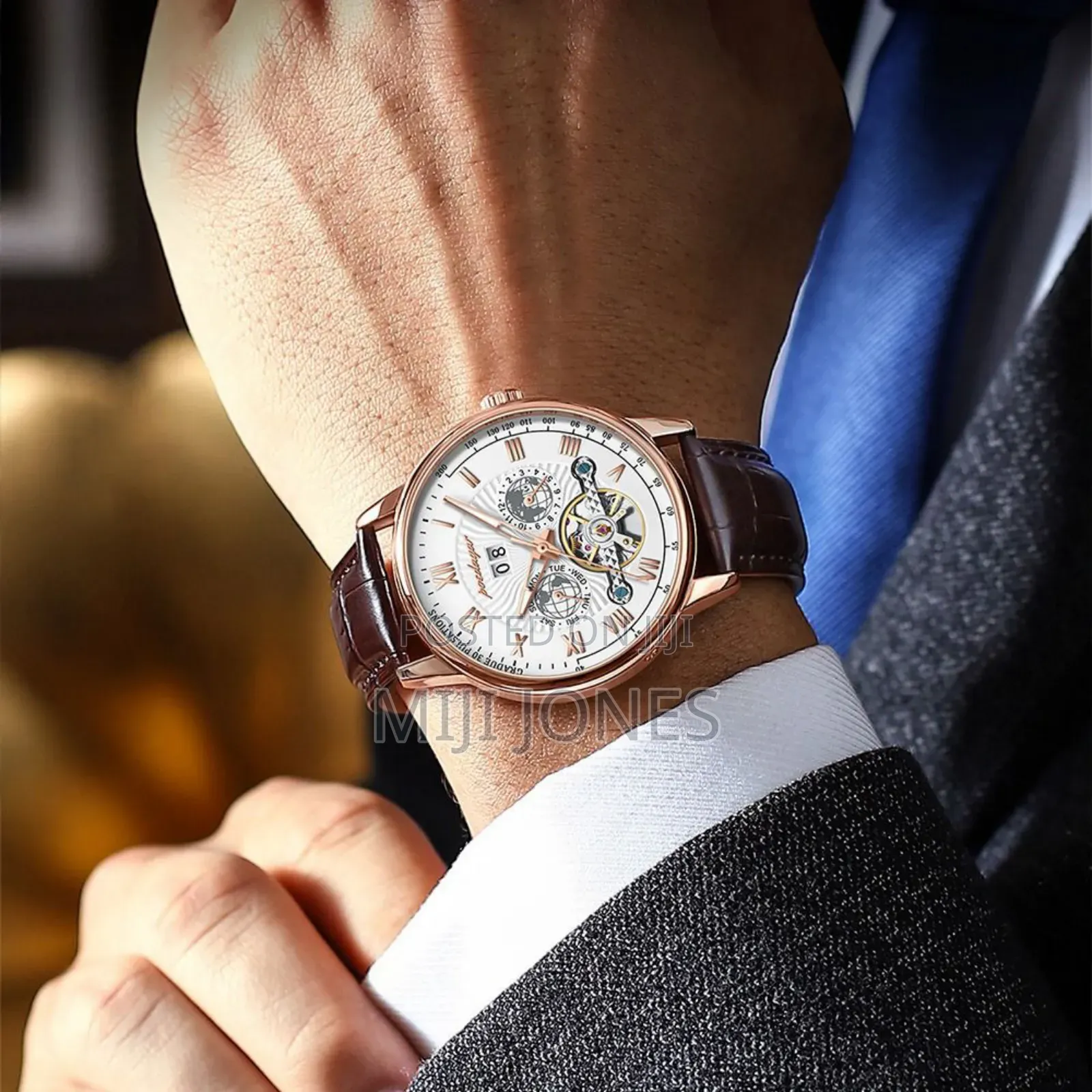 Poedagar Automatic Leather Watch