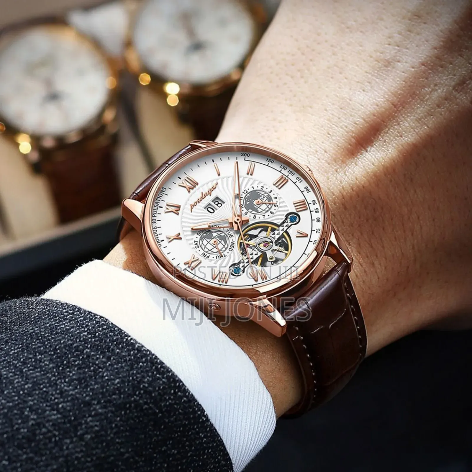 Poedagar Automatic Leather Watch