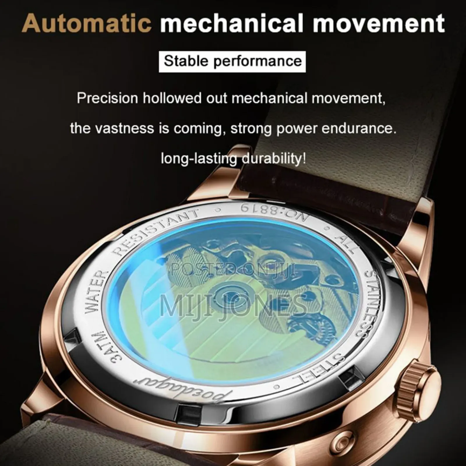 Poedagar Automatic Leather Watch