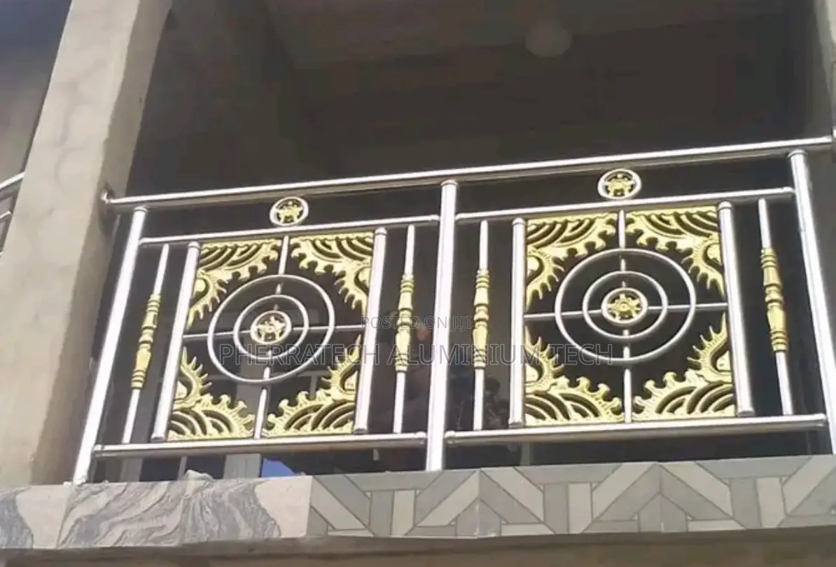 Stainless Handrails With Gold Design