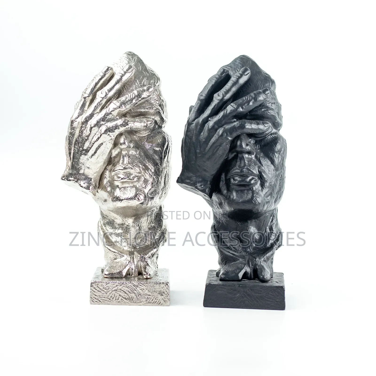Face Sculpture - Silver Black