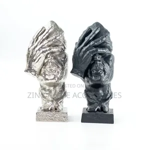 Face Sculpture - Silver Black