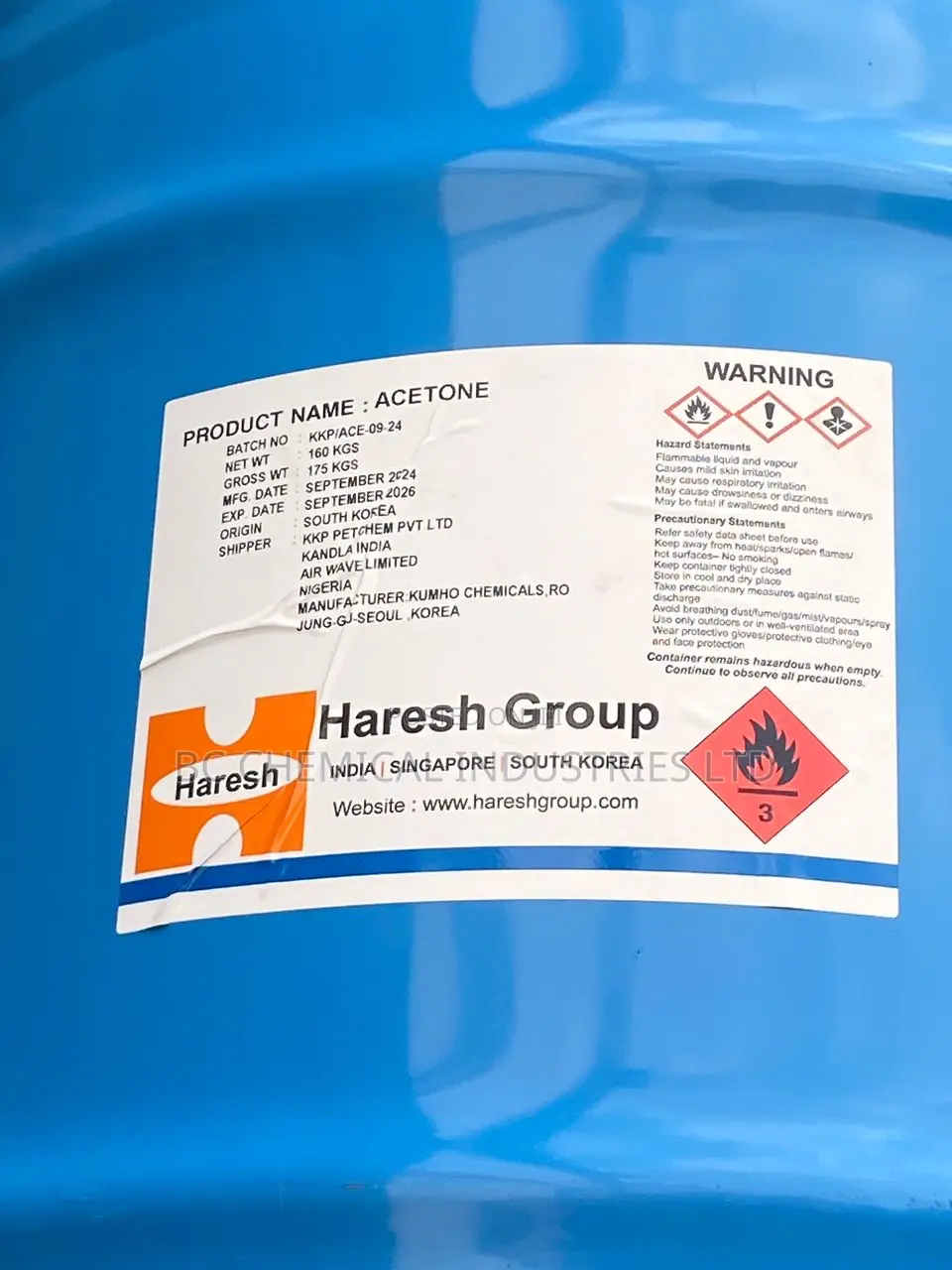 Acetone,160kgs