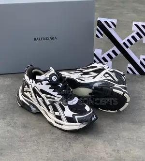 Valencia’S Track Runner Mesh and Faux Leather Black X White