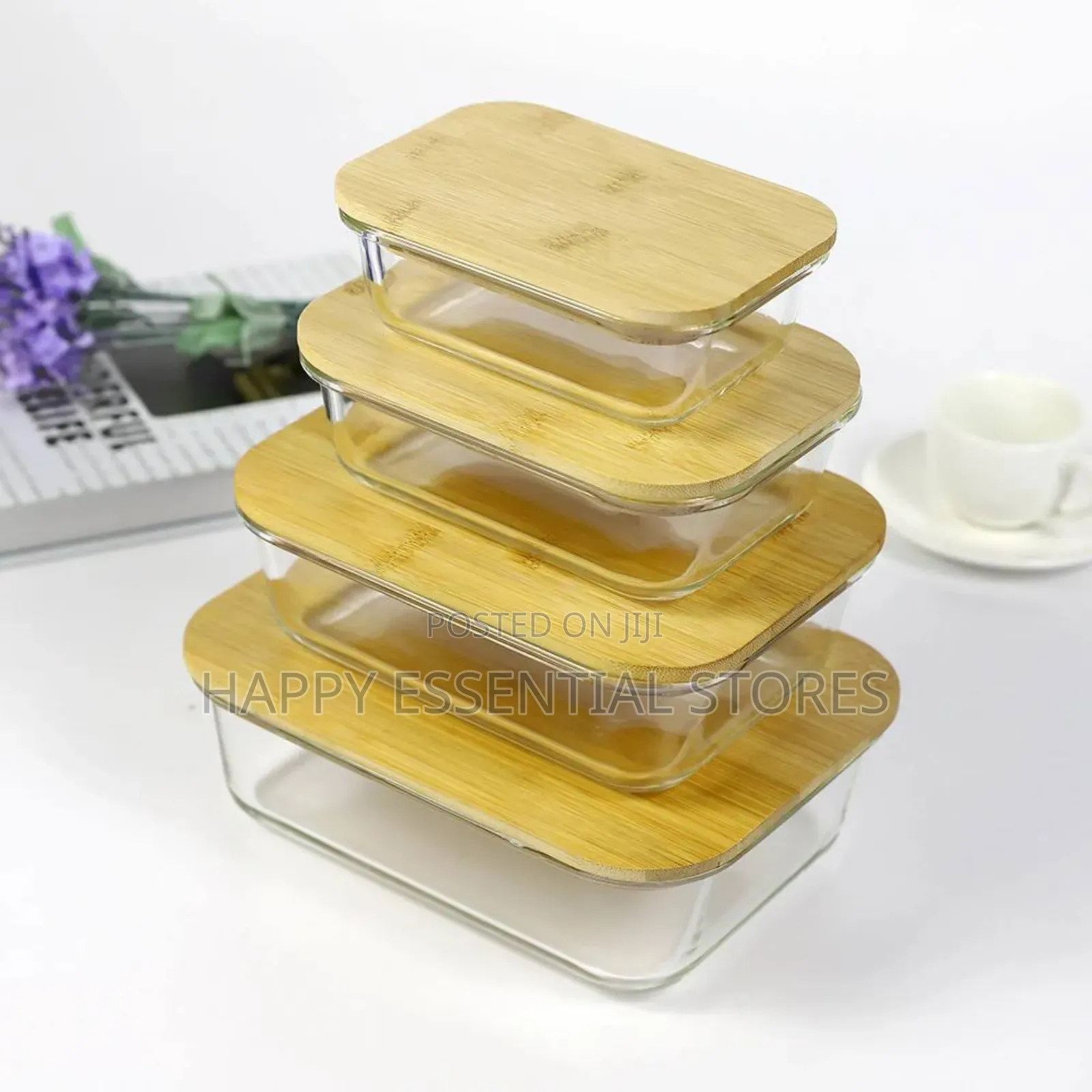 4in1 Lock Fresh Glass Bowl Set With Bamboo Lid