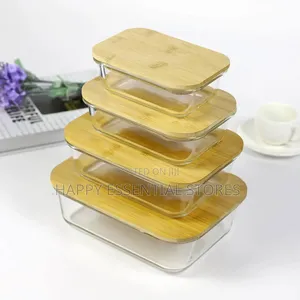 4in1 Lock Fresh Glass Bowl Set With Bamboo Lid