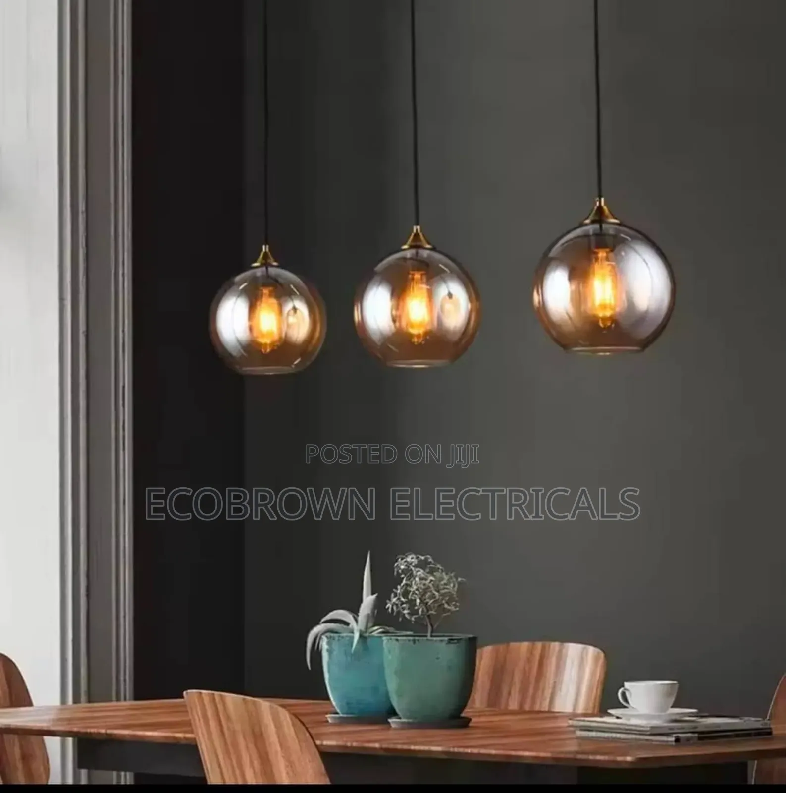 Smoke Glass Chandelier Fitting Light 3in1 Fitting