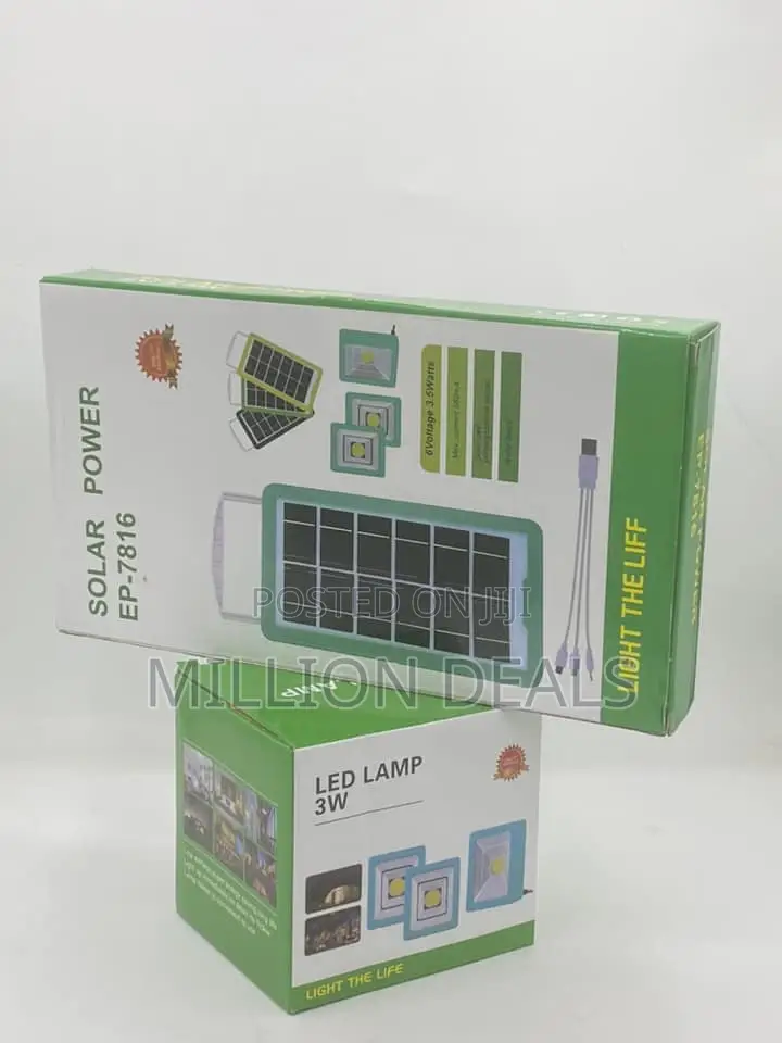 Solar Power Led Lamp Lighting System With 3bulbs