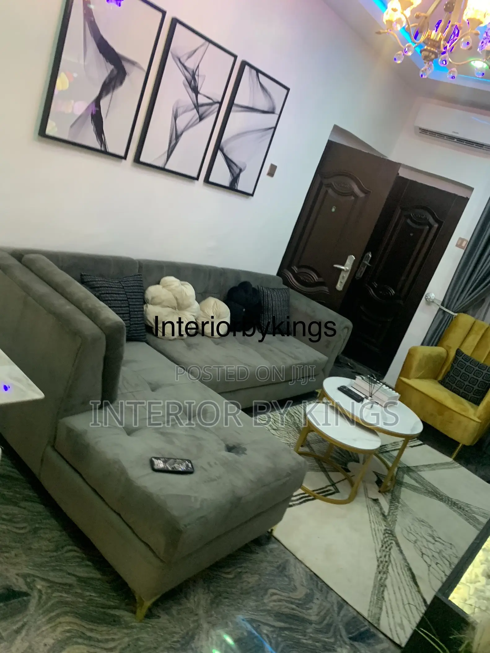 L-Shaped Fabric Sofa +Single Center Table Can Be Made