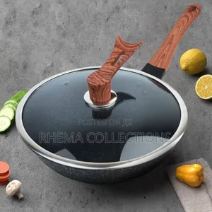 32cm Nonstick Wok Deep Frypan With Glass Cover