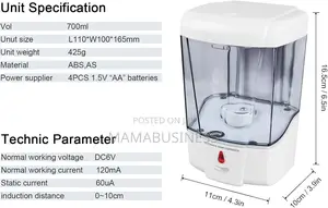 700 Ml Capacity Automatic Soap Dispenser