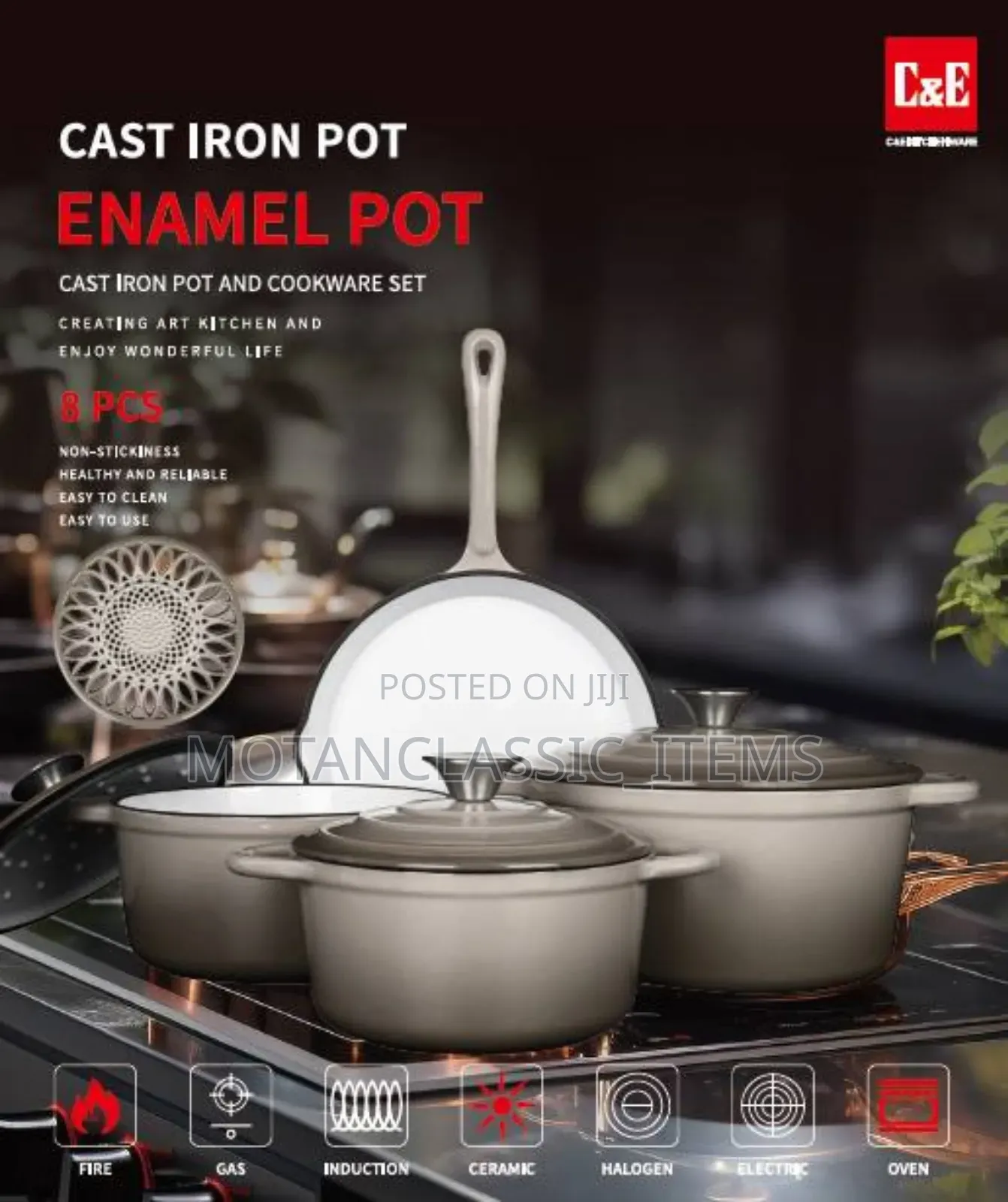 4pcs Original Enamel Cast Iron (The Best Quality Pot)