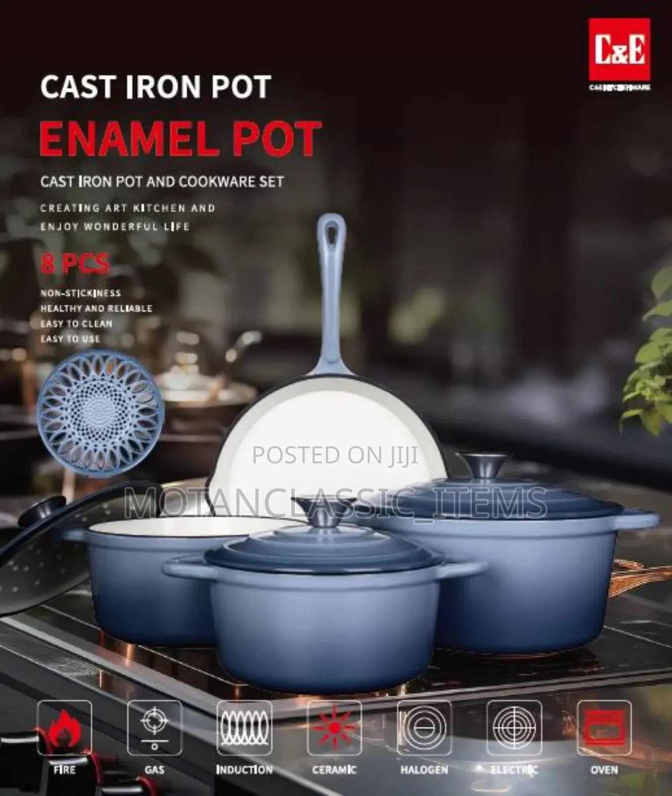 4pcs Original Enamel Cast Iron (The Best Quality Pot)