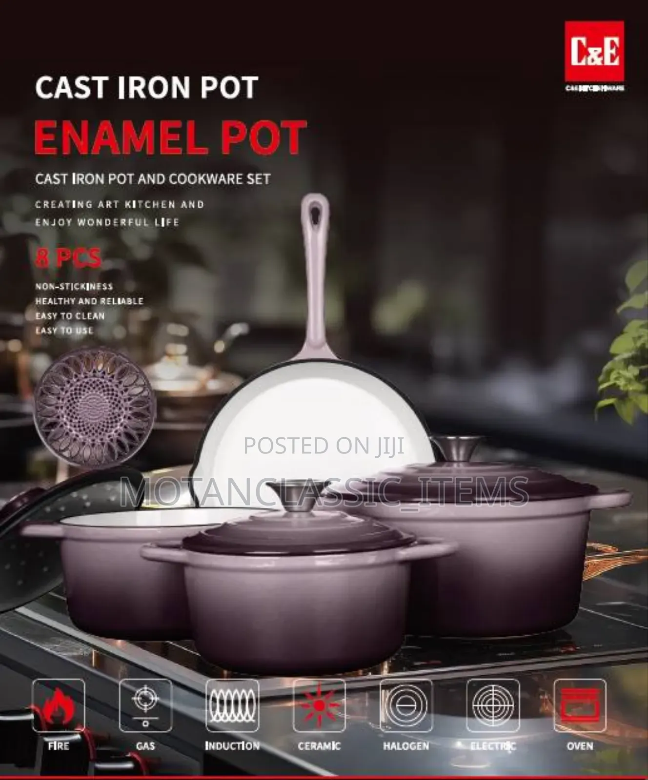 4pcs Original Enamel Cast Iron (The Best Quality Pot)