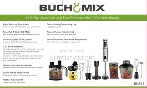 Buchymix 12 in 1 Food Processor With Turbo Stick Immersion
