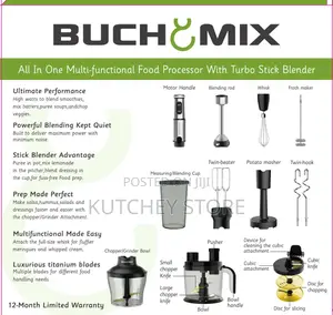 Buchymix 12 in 1 Food Processor With Turbo Stick Immersion