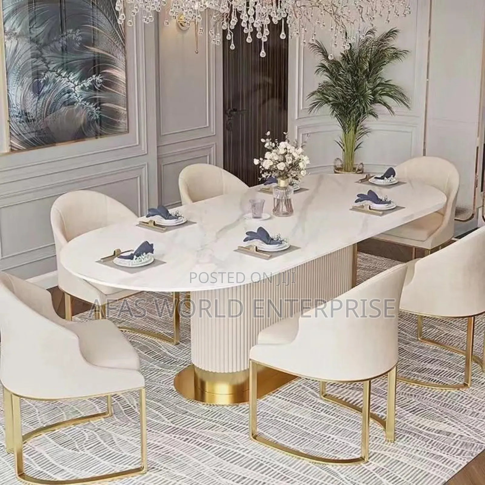 White Dinning Table and 6 Chairs