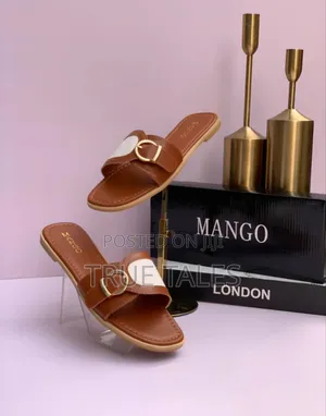 Mango Real Leather Flat Chic Slippers Sizes 37 To 43