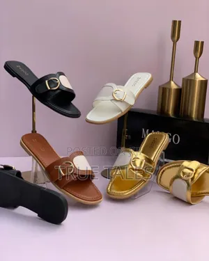 Photo - Mango Real Leather Flat Chic Slippers Sizes 37 to 43