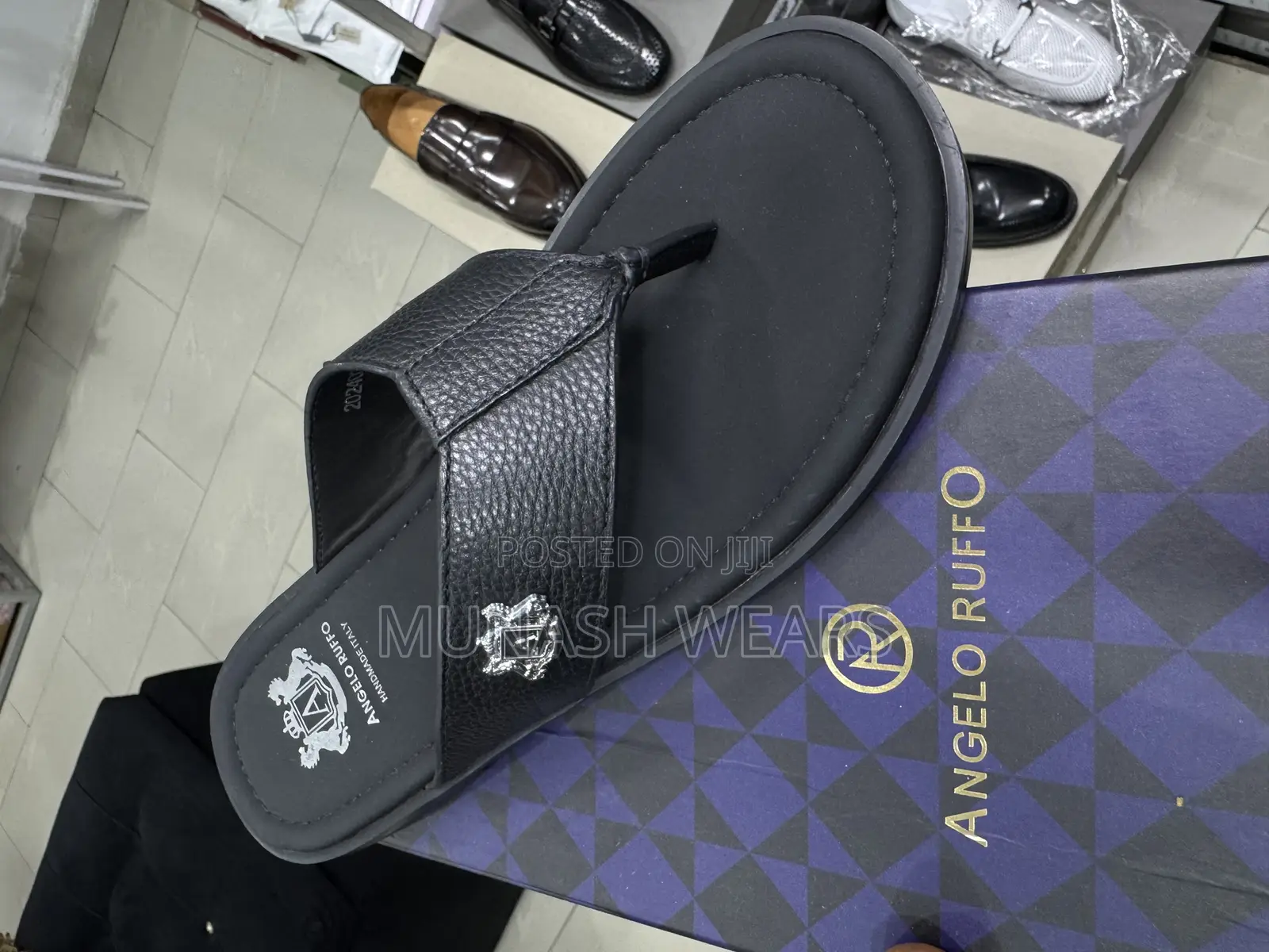 Italian Angello Ruffo Leather Slipers 40-46
