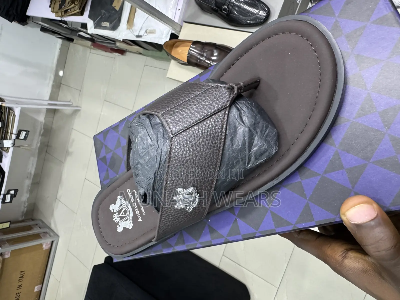 Italian Angello Ruffo Leather Slipers 40-46