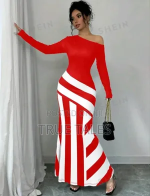 Red and White Coloured Sweeping Dress