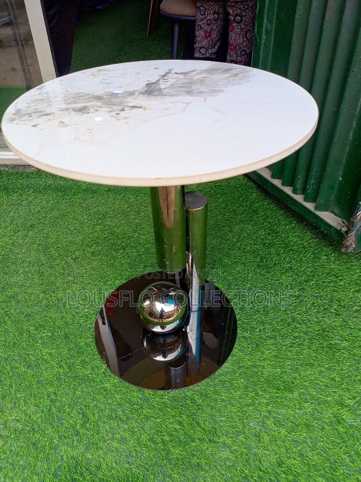 Stainless Silver Marble Side Stood