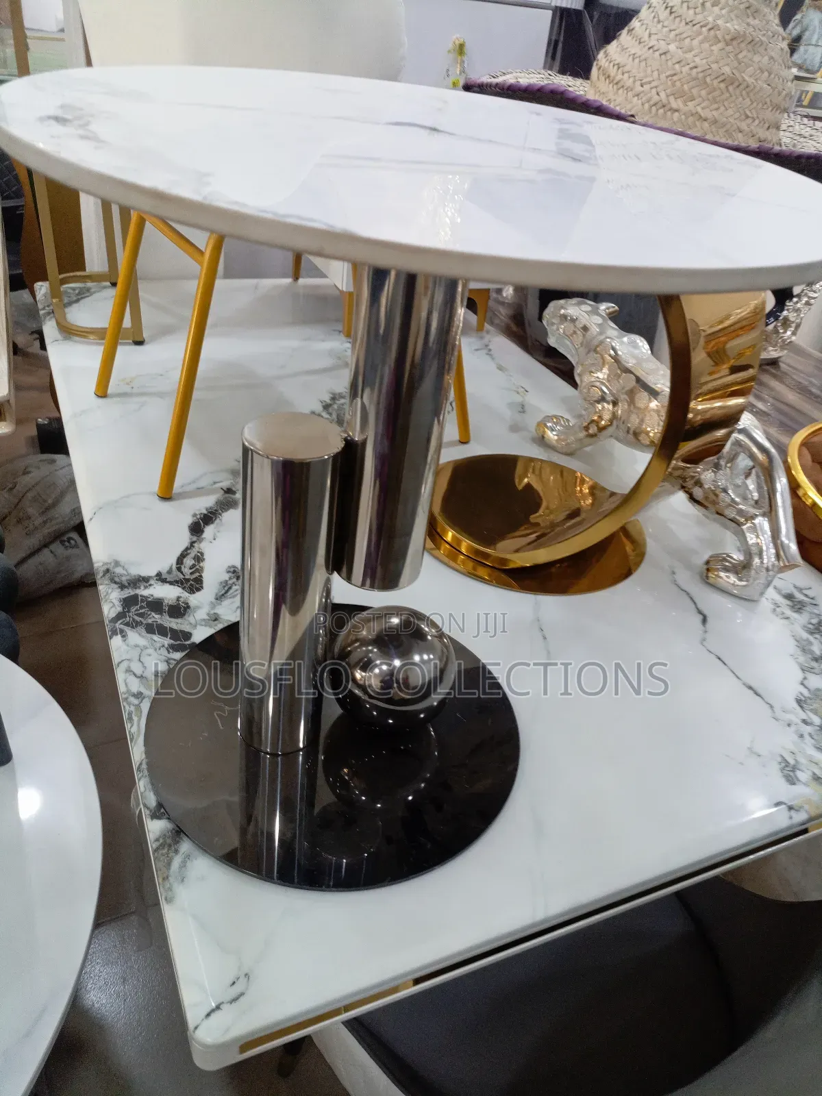 Stainless Silver Marble Side Stood