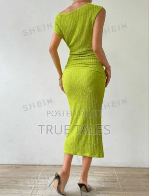 Lemon Green Off Shoulder Snug Long Dress