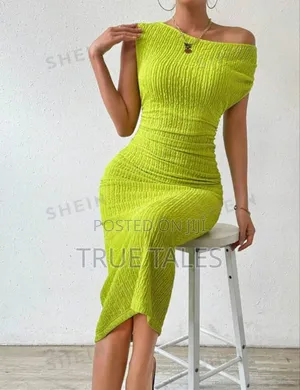 Lemon Green Off Shoulder Snug Long Dress